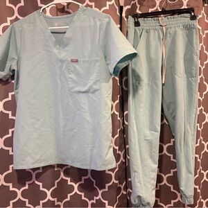 Figs Light Blue Scrub Set with V-Neck